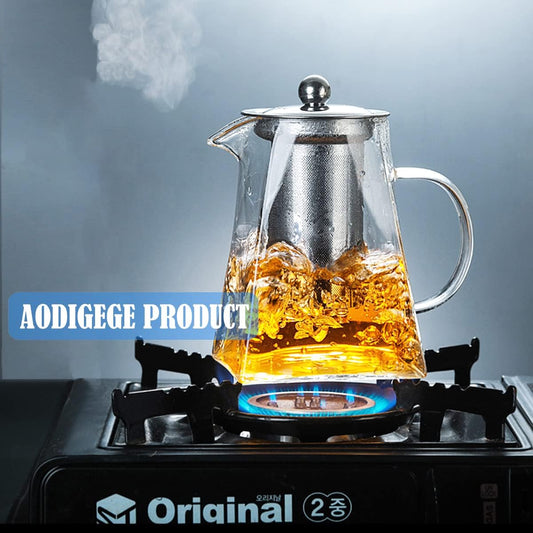 Heat Resistant Glass Teapot With Stainless Steel Infuser Container Tea Pot