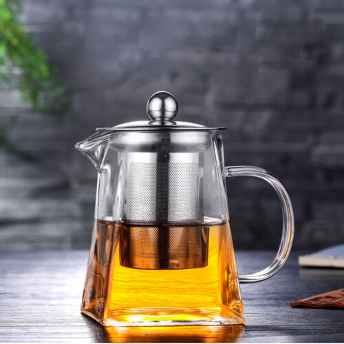 Heat Resistant Glass Teapot With Stainless Steel Infuser Container Tea Pot