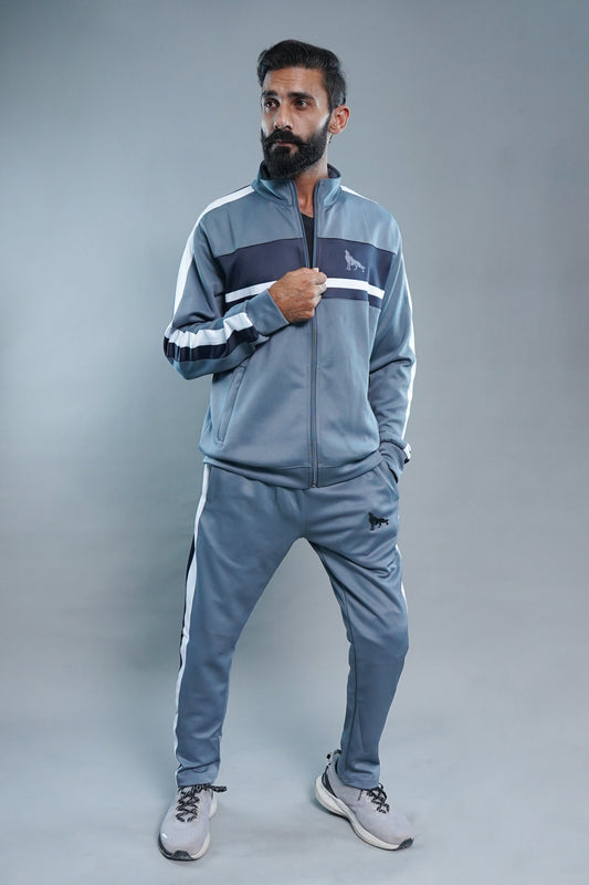 DYE FABRIC BOSS TRACK SUIT SILVER GREY