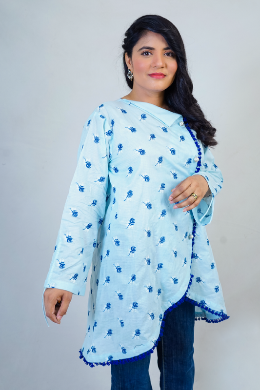 بلیو ایمب پسلی لان کی شرٹ