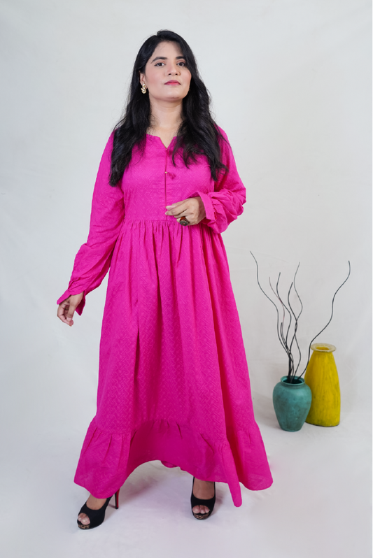 گہرا گلابی چکن کاری شرٹ