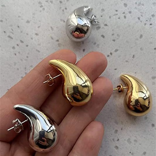 Vintage Gold Color Plated Chunky Dome Drop Earrings for Women