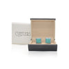 Cufflers Classic Cufflinks - Silver & Green with Free Gift Box - CU-0021