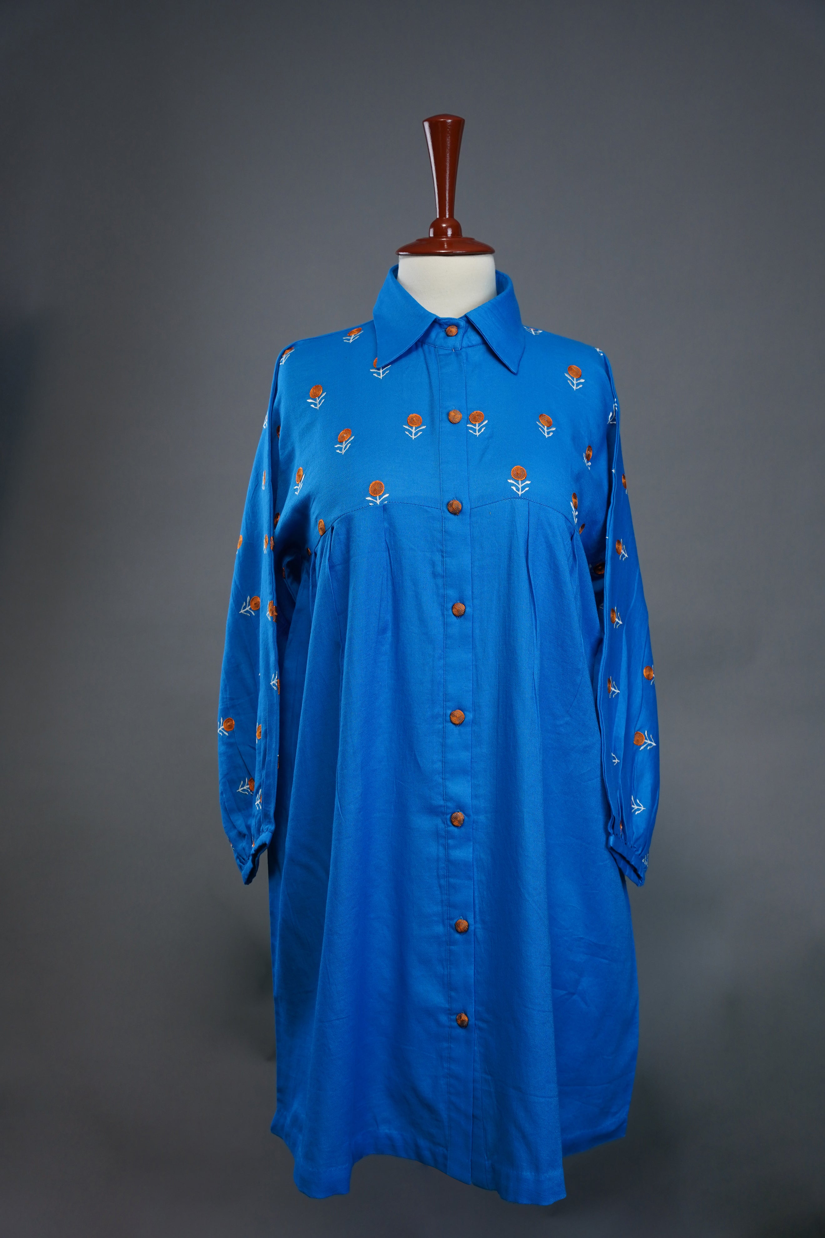 BLUE CREPE FROCK