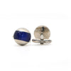 Cufflers Classic Blue and Silver Circle Cufflinks with Free Gift Box