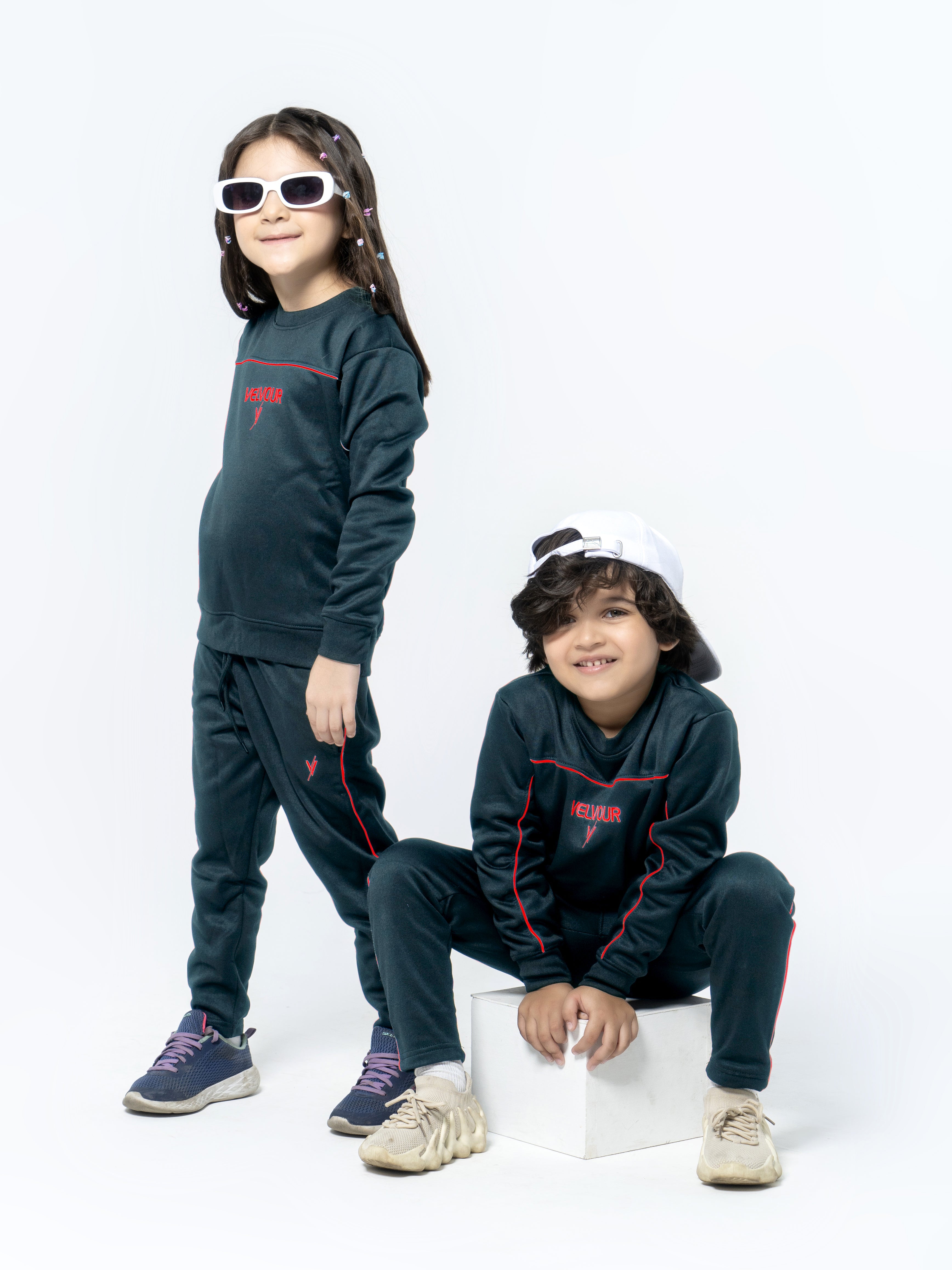 Round Neck Tracksuit For Boys & Girls, Poly Athletic Fleece #VWT01-A