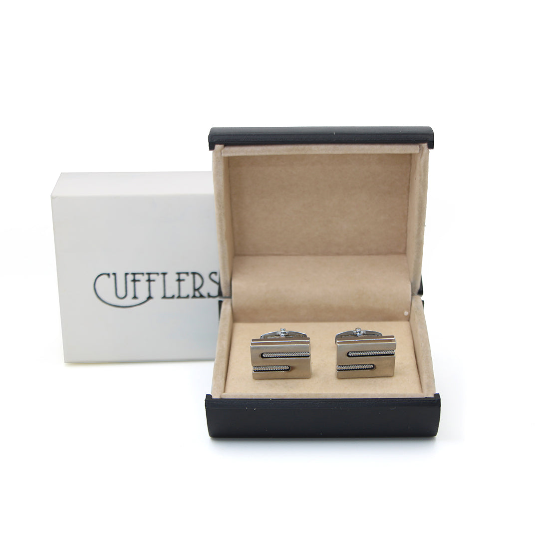 Cufflers Vintage Copper and Silver Rectangle Cufflinks