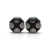 Cufflers Novelty Cufflinks with Free Gift Box - Black & Silver Hexagon Design