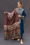 New Design Embroidered Dress with Printed Shawl