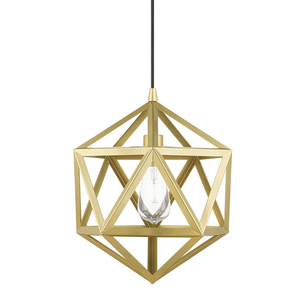 Gold Hexagon Shape Geometric Hanging Light Pendant for Ceiling with an E27 Edison Filament Bulb Holder