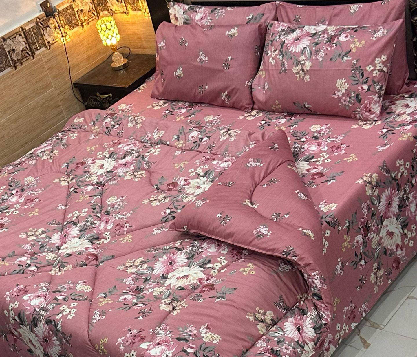Bedsheet Set with Comforter - Pink