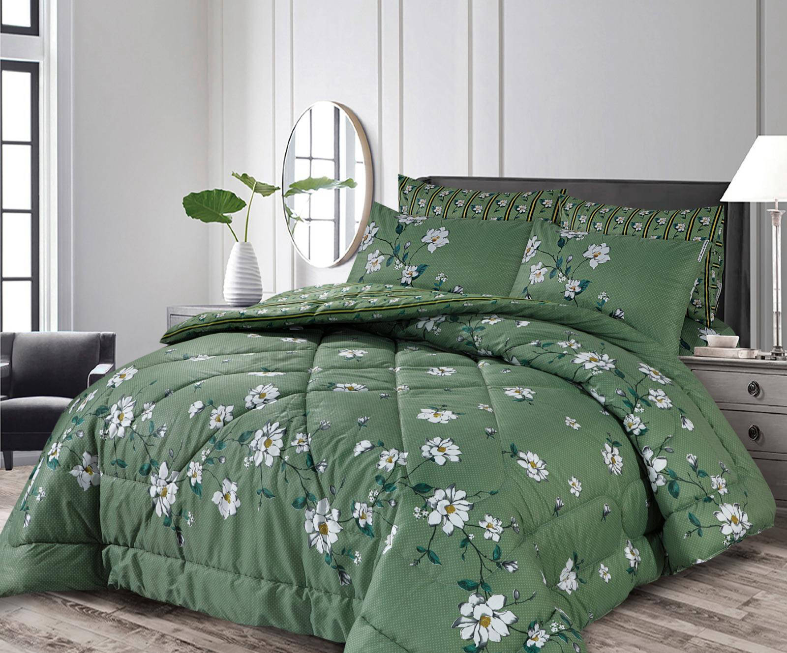 Bedsheet Set with Comforter - Green