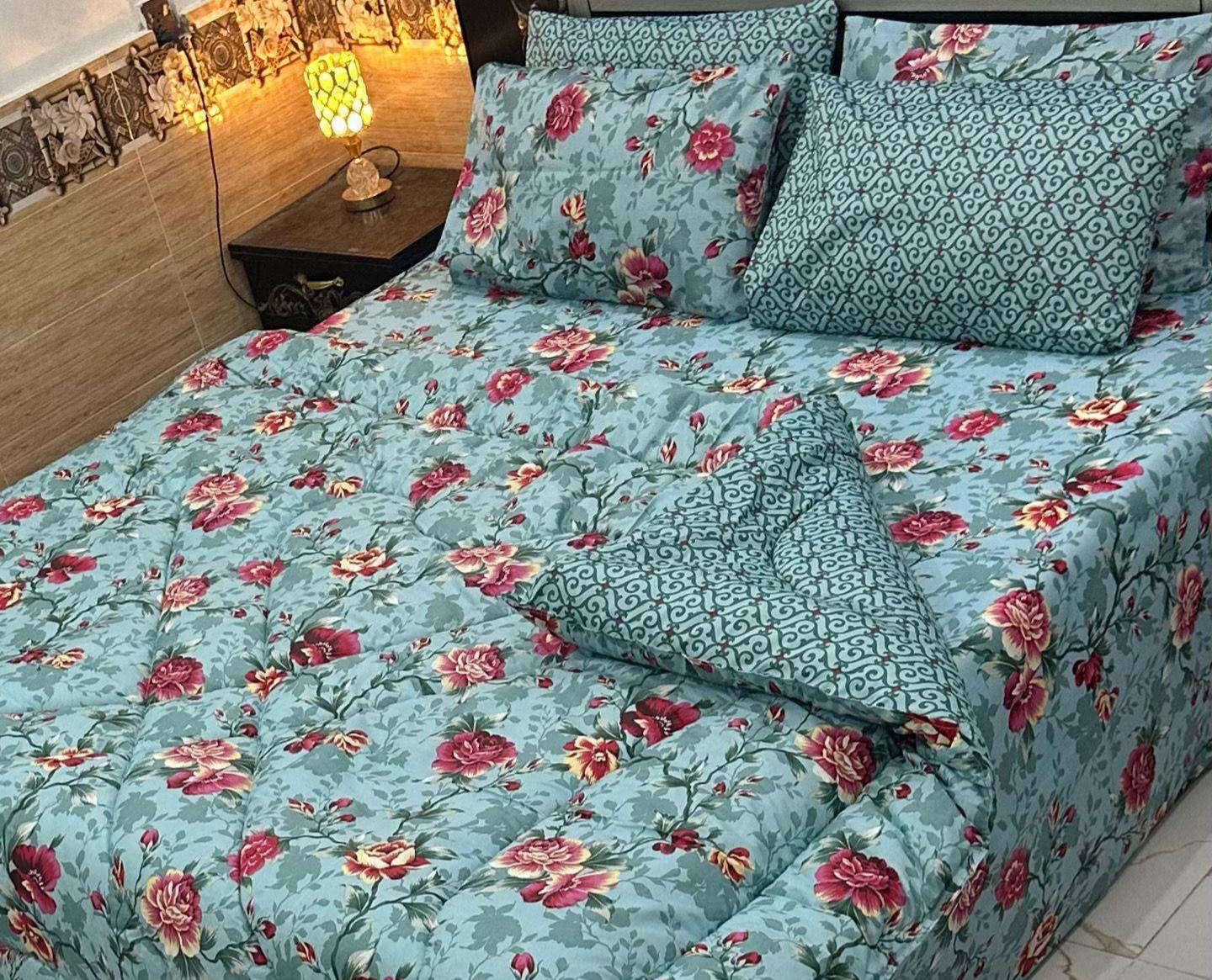Bedsheet Set with Comforter - Blue
