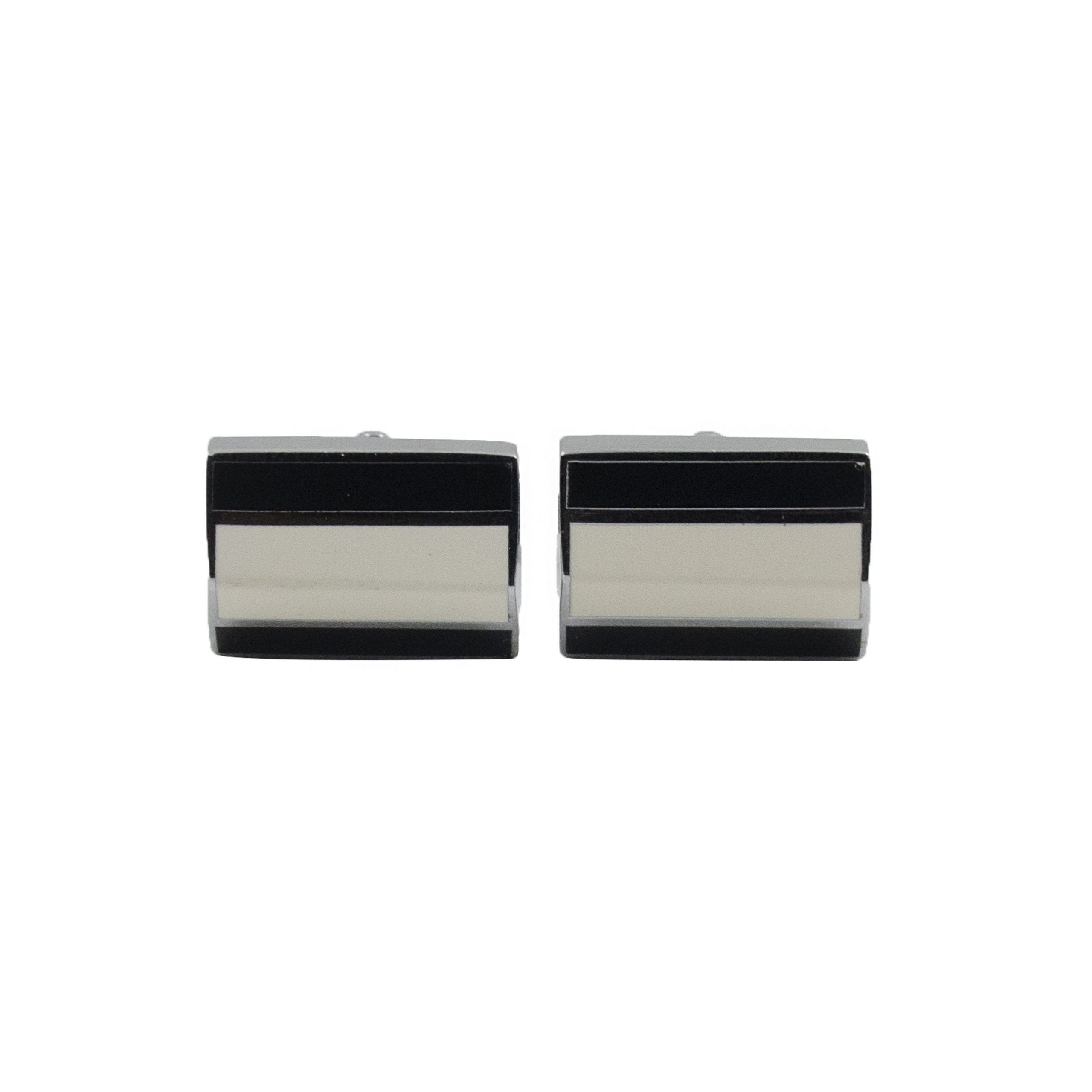 Designer Men's Black/White Exclusive Cufflinks with Gift Box - CU-4012
