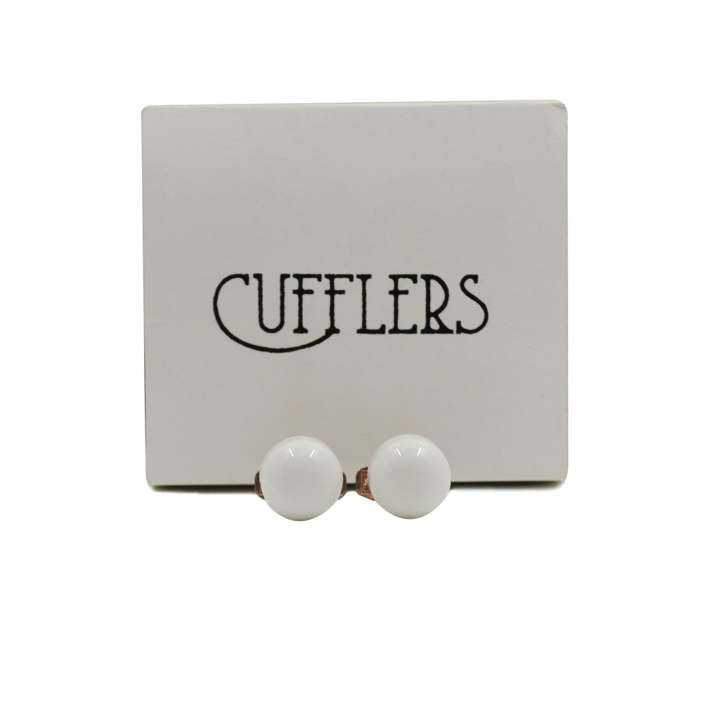 Cufflers Designer Cufflinks - White Circle Design with Free Gift Box