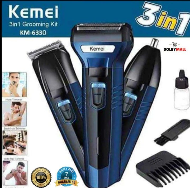 KEMEI KM6331 3 in 1 Rechargeable Hair Trimmer for Shave