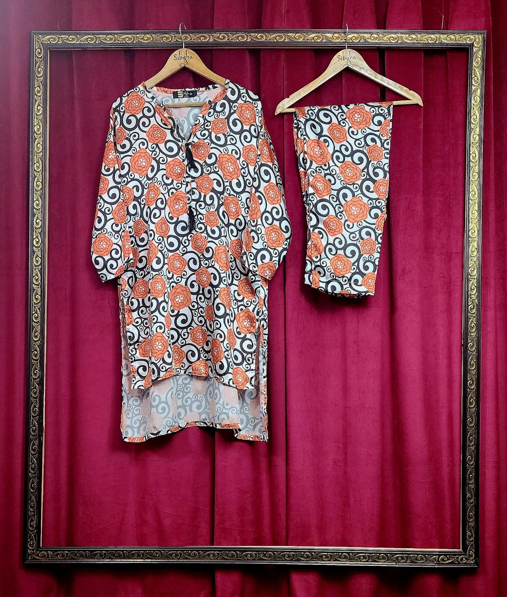 Digital Printed Floral 2 Piece Suit