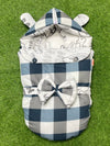 New Arrivel Double Bow Single Carry Nest Export Quality Pure Cotton (Blue Check)