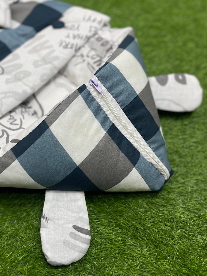 New Arrivel Double Bow Single Carry Nest Export Quality Pure Cotton (Blue Check)