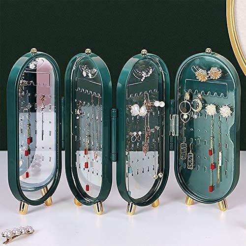 Jewellery Box Organiser With Mirror – Foldable Exquisite Dustproof Jewelry Storage