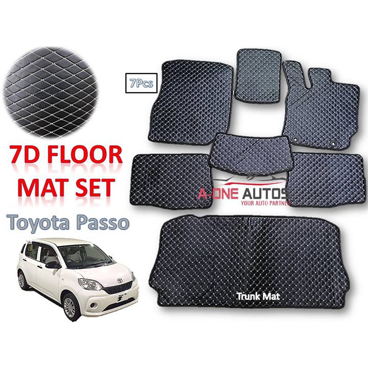 Toyota Passo 7D Luxury Floor Mat Set of 7pcs with Trunk