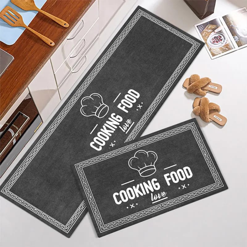 Water Absorbent Kitchen Mat With Runner - Buy-1 Large Mat & Get - 1 Small FREE