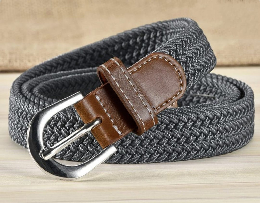 Elastic Woven Belt for Men with Stretch Buckle Waist in Braided Style