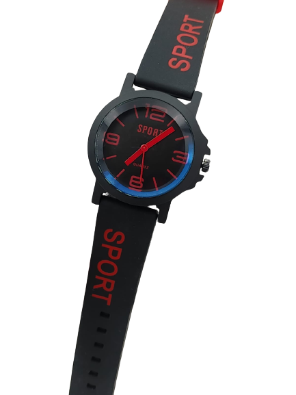 Sporty Black Dial Watch with Contrast Colors - Perfect for Kids and Teens available in Random colours
