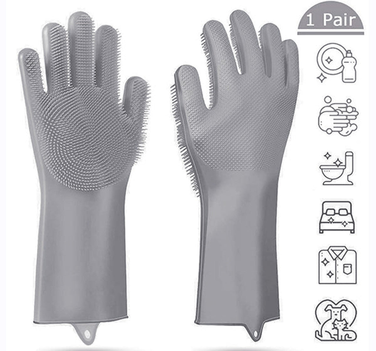 Silicone Washing Full Finger Gloves – For Home (random Colors)